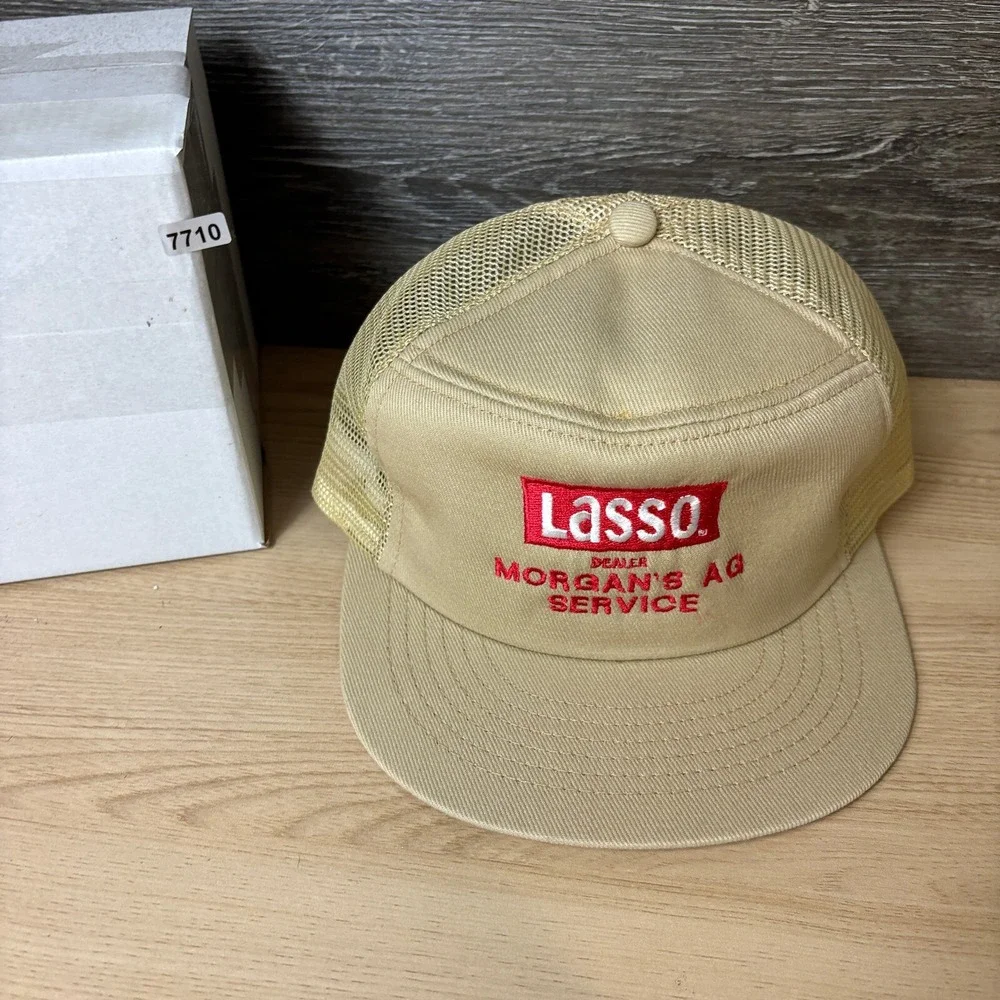 Vintage Lasso Hat Cap Snap Back Brown Morgans‎ AG Service Trucker Swingster 80s